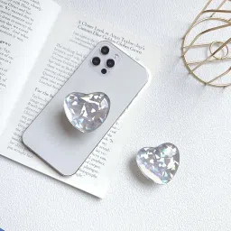 2pcs Phone Grip, Pink Heart Shaped Phone Holder, Anti Slip Solid Scalable Base Grip,Easy to Assemble and Disassemble, Suitable for All Mobile Phones image 3