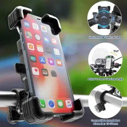 ZIBUYU® 360° Rotatable Bike Mobile Holder Stainless Steel Anti-Slip Stand Mobile Holder for Bike Fits 4.7-7" Phones Waterproof Mobile Holder for Scooty, Motorcycles, Bikes, 15-33mm Handlebar image 2