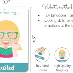 Zooplay India Emotions Flash Cards- Pack of 24 with Coping Strategies – Feelings Flash Cards for Toddlers, Preschool I meamingful Gift for Kids I Learn to Identify Various Moods/Emotions for Kids image 3