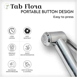 Tap Flora Health Faucet for Toilet | Heavy-Duty ABS Jet Spray Gun with Flexible 1.2m Stainless Steel Tube and Holder | Chrome Finish Hand Shower for Bathroom Toilet with 1-Year Manufacturer Warranty image 1