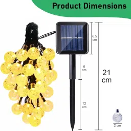 GIGALUMI GL-511 50 LED Solar Bubble Ball String Lights with 2V Panel 8 Flash Modes 600mAh Ni-MH Battery Decorative Fairy Lamp for Indoor Outdoor Garden Patio Wedding Yard (Pack of 1, Warm White) image 1