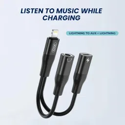 XO NB181B Lightning to 3.5mm Audio Adapter, Dual Lightning + Aux Splitter, Headphone Jack and Charging Adapter for iPhone, Listen to Music and Charge at The Same Time, 12cm image 4