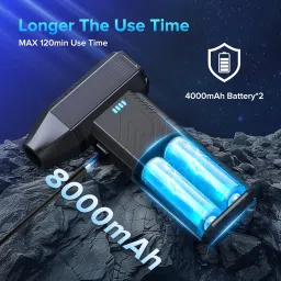 Compressed Air Duster, 8000mAh 130,000 RPM Keyboard Cleaner, Replace Compressed air can, Computer Accessories for Outdoors, PC, Electronics, Snow and Car Dust Off(Deep Black) image 4