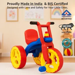Kids Tricycle with Horn, Ergonomic Seat, Wide Wheels for Stability, Non-Toxic Durable Plastic, Red and Blue image 5