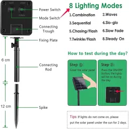 GIGALUMI GL-511 50 LED Solar Bubble Ball String Lights with 2V Panel 8 Flash Modes 600mAh Ni-MH Battery Decorative Fairy Lamp for Indoor Outdoor Garden Patio Wedding Yard (Pack of 1, Warm White) image 3