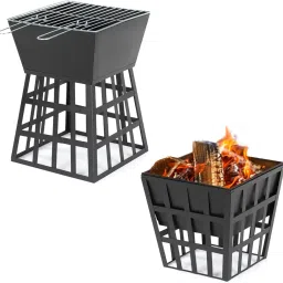 Outdoor Garden Fire Pit Brazier Burner Square Stove Outdoor Heater with Large Bowl for Logs or Coals image 1