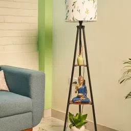 Crosscut Furniture Metal Floor Lamp with 3 Shelves (Farm Petal) LED Bulb Included, Multicolour image 1