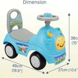 LADDOO Kids Ride On Toy Car, Blue Dinosaur Design Push Car with Steering Wheel, Indoor Outdoor Toddler Riding Vehicle for 12-36 Months image 2