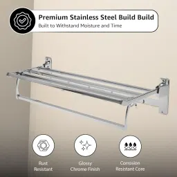 Amazon Basics Steel Folding Towel Rack for Bathroom/Towel Stand/Hanger/Bathroom Accessories (24 Inch - Chrome) image 1