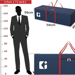 Kuber Industries Large Capacity 236 Liter Foldable Under Bed Storage Bags/Duffle Bags For Travel/Moving Bags/Wardrobe Organizer Bags | House Shifting, Travel, Hostel & Dorm Use | Red & Blue image 2