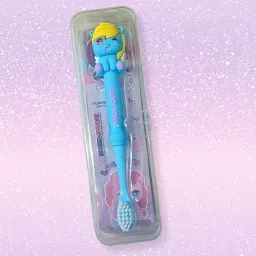 Little Things Cute | Lucky Pony Kids Toothbrush for Boys & Girls (6+ Years), Blue | Ultra-Soft Bristles for Gentle Cleaning, Fun Cartoon Design with Ergonomic Silicone Handle & Protective Safety Case for Daily Dental Care image 3