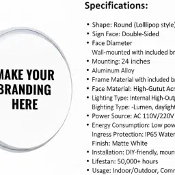 BS Acrylic LED Lollipop Flange Message Signage Board (24x24 INCH)(round)| high bright double side LED | acrylic signage with wall mount| image 2