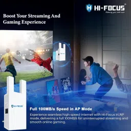 Hi-Focus Wi-Fi Range Extender 1200Mbps | Dual Band 2.4GHz & 5GHz Wi-Fi Signal Booster | Long Range Wireless Repeater with Ethernet Port | Wi-Fi Coverage Extender for Home & Office | Plug & Play image 1
