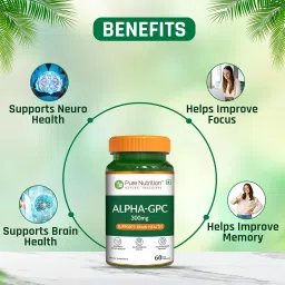 Pure Nutrition Alpha GPC (300mg) – 60 Veg Capsules | Helps to Improve Focus, Mental Clarity & Memory | Brain Health Supplement for Men & Women | Nootropic Formula image 2