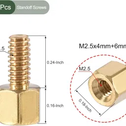 YOKIVE 50 Pcs M2.5 Standoff Screws, Brass Hex PCB Standoffs, Keep Height Consistent, Great for Motherboard (Gold Tone, 4mm+6mm) image 1