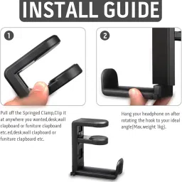 UJEAVETTE Headphone Hook Holder Adjustable Cable Clip Organizer Earphone Hook Rack image 5