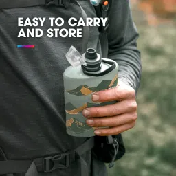 HydraPak Stow (1L, 32oz) - Collapsible Water Bottle - Ultralight & Packable Travel Bottle, Flexible Ski, Hike, Bike or Climb Squeeze Flask - Tahoe Blue image 2