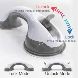 ALI SHIPPING 2-Pack 12-Inch Suction Cup Grab Bars for Shower | Non-Slip Shower Handle for Elderly, Seniors, Disabled, and Handicapped | Durable and Secure (Grey) image 2