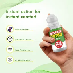 Diclowin Ortho Roll On 75 ml | Mess-free Applicator for Back, Foot, Neck, Shoulder, Leg, Sciatica & Hand Pain | Works on Muscles with 2x Cooling Power Formula (Pack of 2) image 5