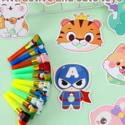 Whistle for Kids, 10-Pack Party Blowouts with Colorful Trumpets, Birthday Party Props for Kids and Adults, Fun Noisemakers for Sporting Events and Celebrations（Cartoon Style） image 4