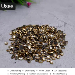 EmbroideryMaterial Raw Material Flat Glue On Kundan Stones Beads for Craft, Jewellery Making, Bangles Work, Maggam Work Material, Stones for Embroidery Work, Aari Work (Tear Drop Shape-5x7MM, 500 Pieces) image 5