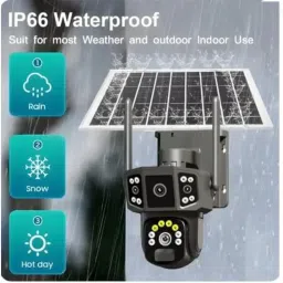 MAYUMI Dual Lens 4G Solar-Powered Security Camera with LED Lights, Wireless Outdoor Surveillance, Motion Detection, Black image 3