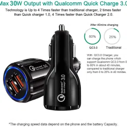 30W Car Charger for Apple iPhone 6 DualPort High Speed Turbo Charge QC 3.0 Smart with 1.2m 3-in-1 Multi Cable Micro USB Android iOS Type-C USB Cable (White, VT.L2) image 5