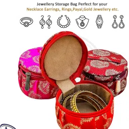 Rishabh Overseas Embroidery Matki Shape Silk Bangle Box Jewellery Organiser Box Earring Storage Box, Wedding Return Gift For Women Bridal Gift Storage Box Standard Size (12) image 4