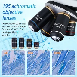 OOZSTAR 40X-2500X Binocular Microscope, WF10x and WF25x Eyepieces, LED Illumination, with Specimen Handpiece Holder, for Beginners, Microscope for Adults image 2