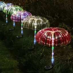 GIGAWATTS GW-903 Solar Jellyfish Garden Light 600mAh Battery BIS Approved Fibre Optic Fountain LED IP65 Waterproof Outdoor Lamp with 2V Panel for Backyards Pathways (1Pc, Multicolor) image 4