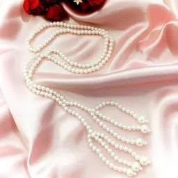 RimR Women's Elegant Off White Pearl Paranda for Karwa Chauth & Navratri image 2