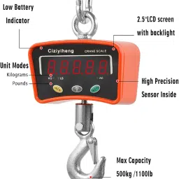 ciziyiheng 500kg/1100lb Digital Hanging Scale Industrial Crane Scale with Precision Sensor Suitable for Farm Weighing, Outdoor Fishing Scale Game Weighing Portable Mini Handheld Electronic Scale image 4