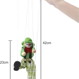 BXT Hand Puppet Clown Wood Marionette Toys Pull Strings Puppet Doll Movable Hands and Feet,Xmas Parent-Child Interactive Fun Toys Gift image 3