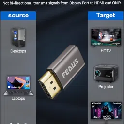 FEDUS 4K@60Hz DisplayPort to HDMI Adapter Uni-Directional DP 1.4 Computer 2.0 Screen(Male Female) Display Port Male Female Cable/Video Converter PC Monitor image 1