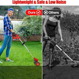 ETONWALL Cordless Electric Grass Cutter | Adjustable Height Lawn Trimmer & Weed Cutter | Portable Handheld Grass Weeder for Home Garden & Yard | Includes 2 Rechargeable Batteries image 3