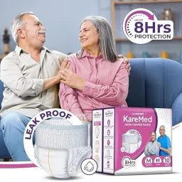 KareMed Comfort Adult Diaper Pants, Medium 75-100 Cm (30"- 40"), 30 Count, Unisex, Leakproof, Elastic Waist, Wetness Indicator, Pack of 3 image 1