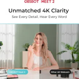 OBSBOT Meet 2 4K AI Webcam | Built-in Mic, AI Framing & Autofocus, 1/2" Sensor, 60FPS, HDR, Beauty Mode – Ideal for Streaming & Video Calls- Grey image 1