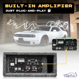 FABTEC 8 Inch Gray Under Seat Active Subwoofer Bass Tube for Cars (InBuilt Amp, 200 RMS) image 5