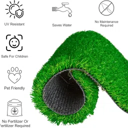 YAZLYN COLLECTION Polyester Blend High Density Artificial Grass Carpet for Terrace, Roof, Garden with 4 Layers Protection(yc_grassmatdoor_5 X 6 Feet) - Home Furnishing image 2