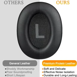 SOULWIT Protein Leather Earpads for Boat Nirvana 751 ANC Hybrid Wireless Headphones, Ear Pads Cushions with High-Density Memory Foam - Black image 3