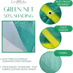 FREDDO-HDPE Fabric Solid Garden Shade Net Provide 50% Sun & UV Protection-Ideal for Garden/Farming/Agriculture/Fancing (10x10 Feet, Green) Pack of 1 Pc image 1