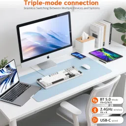 TONTRU Wireless Mechanical Gaming Keyboard, Tri-Mode Connectivity (Bluetooth 5.0/2.4GHz/USB-C), Hot-Swappable, RGB Backlit,101-Key Layout Keyboard with Volume Knob for PC, Laptop, Tablet image 1