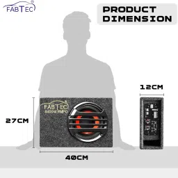 FABTEC 8 Inch Gray Under Seat Active Subwoofer Bass Tube for Cars (InBuilt Amp, 200 RMS) image 2