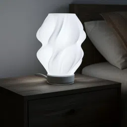 Modern Sculptural Bedside Lamp | LED White Light Table Lamp for Bedroom, Living Room & Nightstand | Minimalist Home Decor Night Lamp for Reading & Relaxation image 3