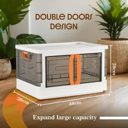 Kuber Industries 3 Units Portable Multipurpose Large Cupboard for Home | Kids Storage Box for Toys, Almirah for Books & Crockery Unit | White & Black image 2