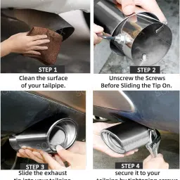 Sorax Car Exhaust Tube in Tube-Silencer Muffler Tip for All Cars Decoration Chrome-Plated Finish Exhaust Tailpipe (1.Pcs SRX-2550 Muffler) image 4