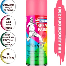 ABRO SP-1002 Multipurpose Colour Spray Paint Can (400ml, Fluorescent Pink) DIY Quick Drying for Metal, Wood, Walls, Automotive Cars and Bikes image 2