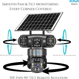 XUGA X10A-S 12MP 3 Lens PTZ Solar 4G Sim Wireless Outdoor CCTV Camera with Three Side View | 360° | Night Vision | Motion Detection| Siren Alarm| Outdoor | 2 Way Audio | Use Air-tel 4G Sim image 4