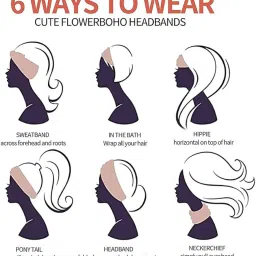 topibaaz Boho Headband (Pack of 2) High Elasticity Cloth Hair Bands for Gym Travel or Running Non Slip Stylish Bandanas (365) image 5