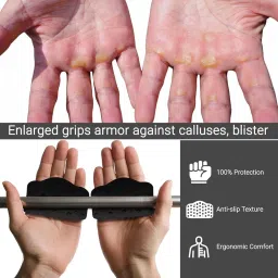 2 Pack Gym Grips Weight Lifting Grips, Ergonomics Workout Rubber Fingerless Anti-Slip Rypt Grip Hand Protector Gloves for Exercise, Weight Lifting, Dumbbell image 2